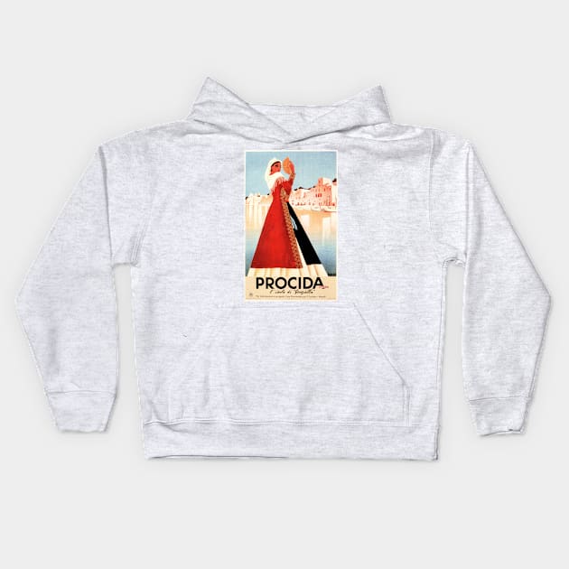 GRAZIELLA PROCIDA NAPOLI Italy Tourism Advertisement Vintage Travel Kids Hoodie by vintageposters